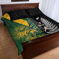 New Zealand and South Africa Rugby Quilt Bed Set Ultimate Rivalry All Black Springboks