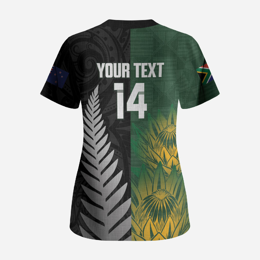 New Zealand and South Africa Rugby Custom Scrub Top Ultimate Rivalry All Black Springboks