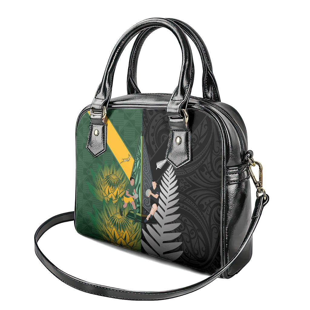 New Zealand and South Africa Rugby Shoulder Handbag Ultimate Rivalry All Black Springboks