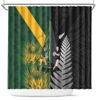 New Zealand and South Africa Rugby Shower Curtain Ultimate Rivalry All Black Springboks