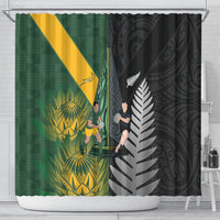 New Zealand and South Africa Rugby Shower Curtain Ultimate Rivalry All Black Springboks