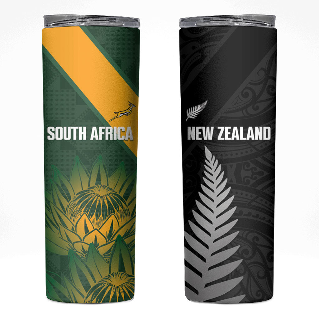 New Zealand and South Africa Rugby Skinny Tumbler Ultimate Rivalry All Black Springboks