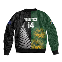 New Zealand and South Africa Rugby Custom Sleeve Zip Bomber Jacket Ultimate Rivalry All Black Springboks