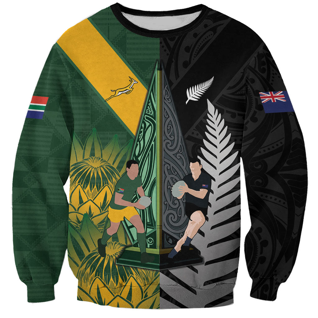 New Zealand and South Africa Rugby Custom Sweatshirt Ultimate Rivalry All Black Springboks