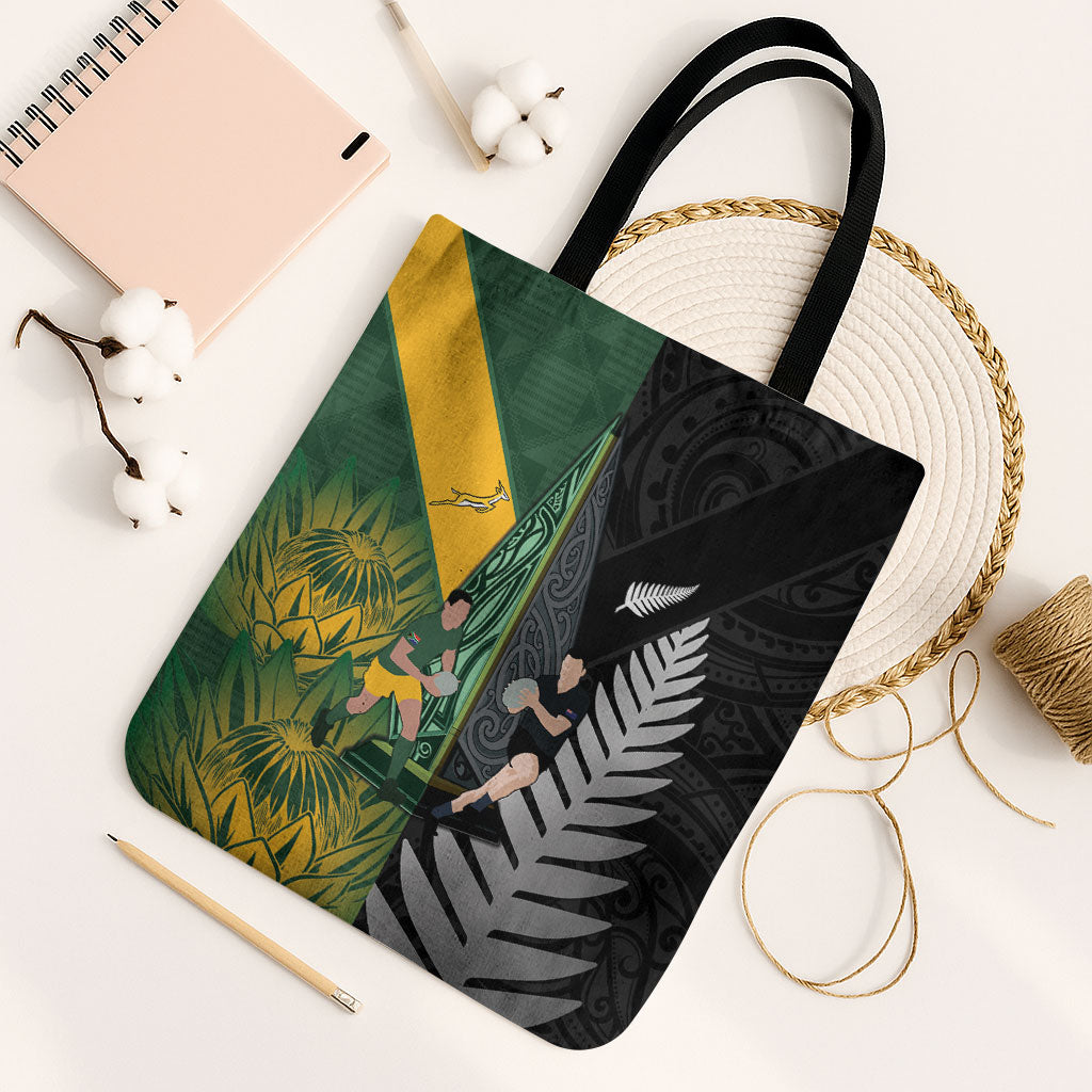 New Zealand and South Africa Rugby Tote Bag Ultimate Rivalry All Black Springboks