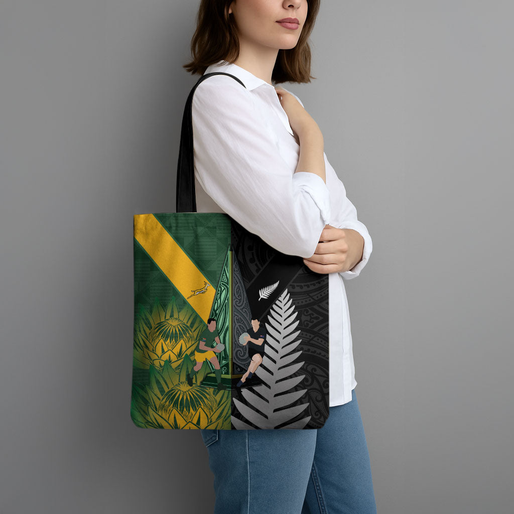 New Zealand and South Africa Rugby Tote Bag Ultimate Rivalry All Black Springboks