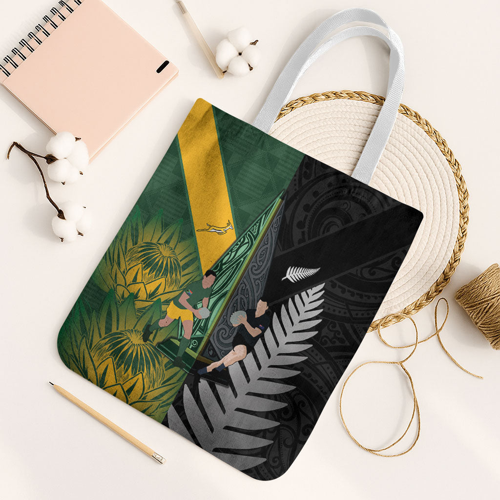 New Zealand and South Africa Rugby Tote Bag Ultimate Rivalry All Black Springboks