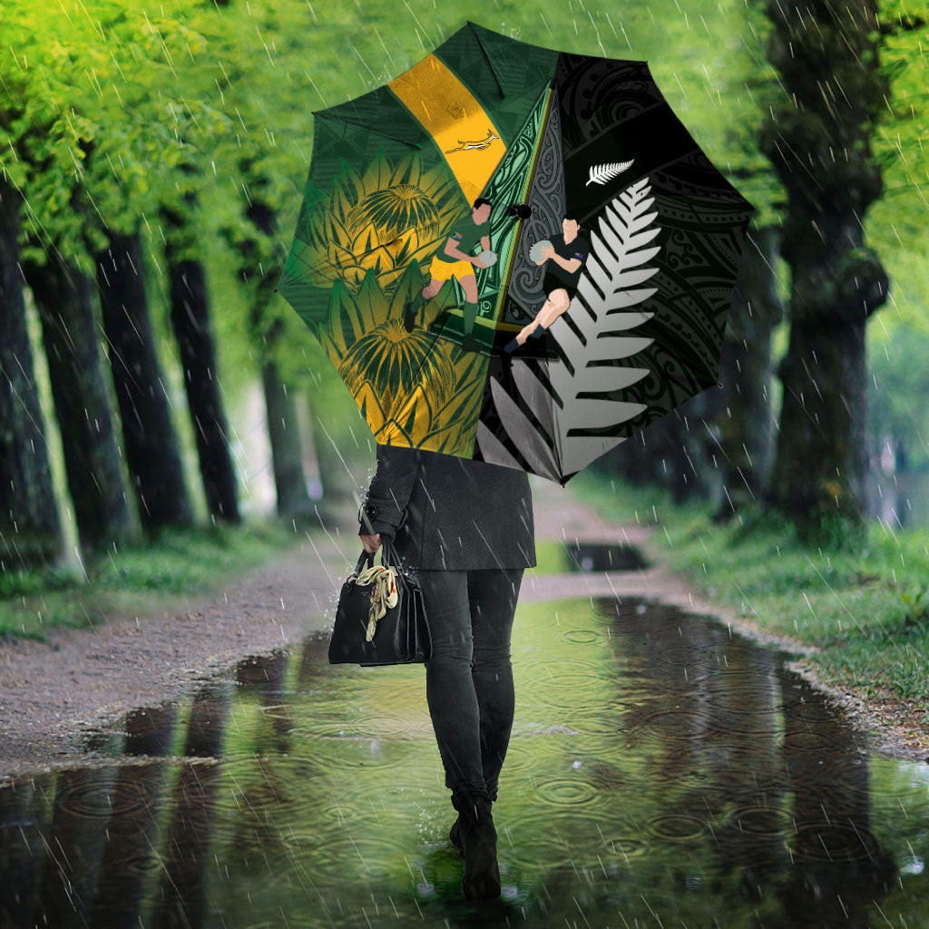New Zealand and South Africa Rugby Umbrella Ultimate Rivalry All Black Springboks