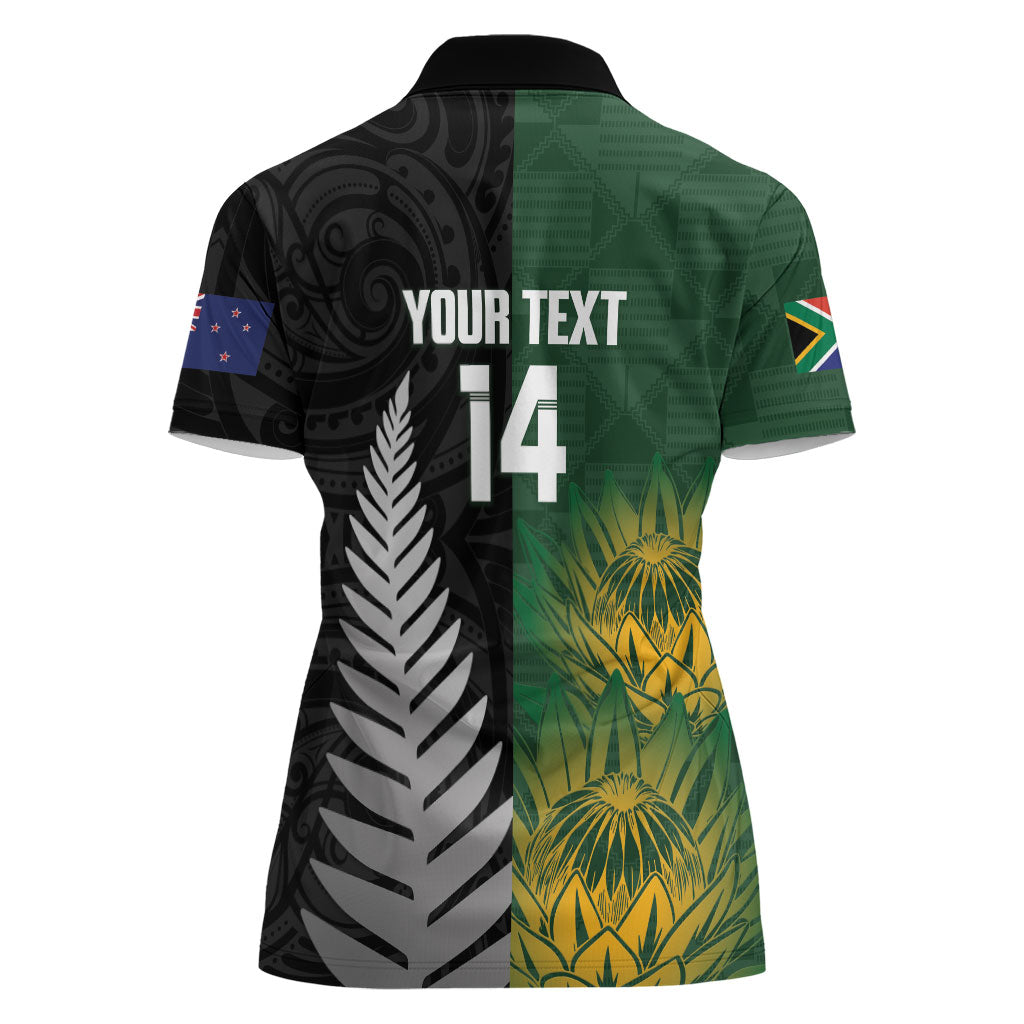 New Zealand and South Africa Rugby Custom Women Polo Shirt Ultimate Rivalry All Black Springboks