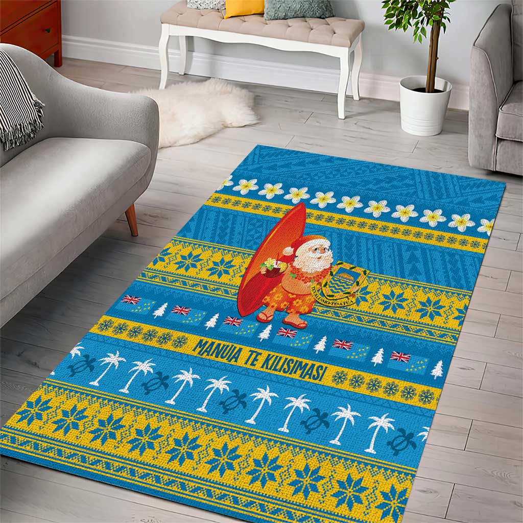 Tuvalu Christmas Area Rug Cute Santa Manuia te Kilisimasi - Polynesian Pride