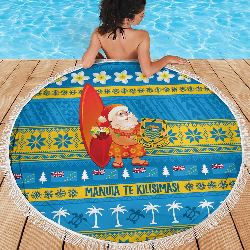 Tuvalu Christmas Beach Blanket Cute Santa Manuia te Kilisimasi - Polynesian Pride