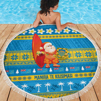 Tuvalu Christmas Beach Blanket Cute Santa Manuia te Kilisimasi - Polynesian Pride