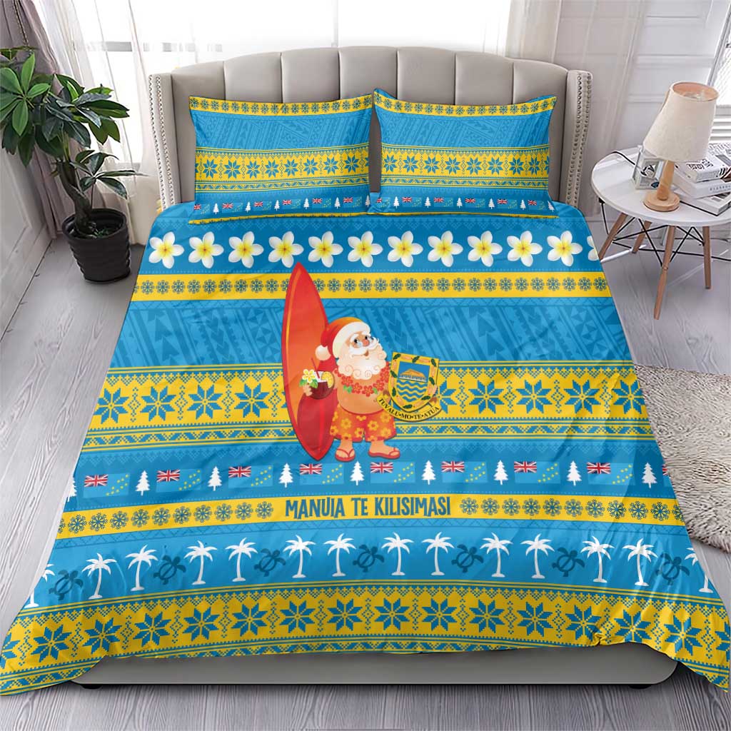 Tuvalu Christmas Bedding Set Cute Santa Manuia te Kilisimasi - Polynesian Pride