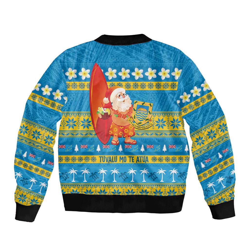 Tuvalu Christmas Bomber Jacket Cute Santa Manuia te Kilisimasi - Polynesian Pride