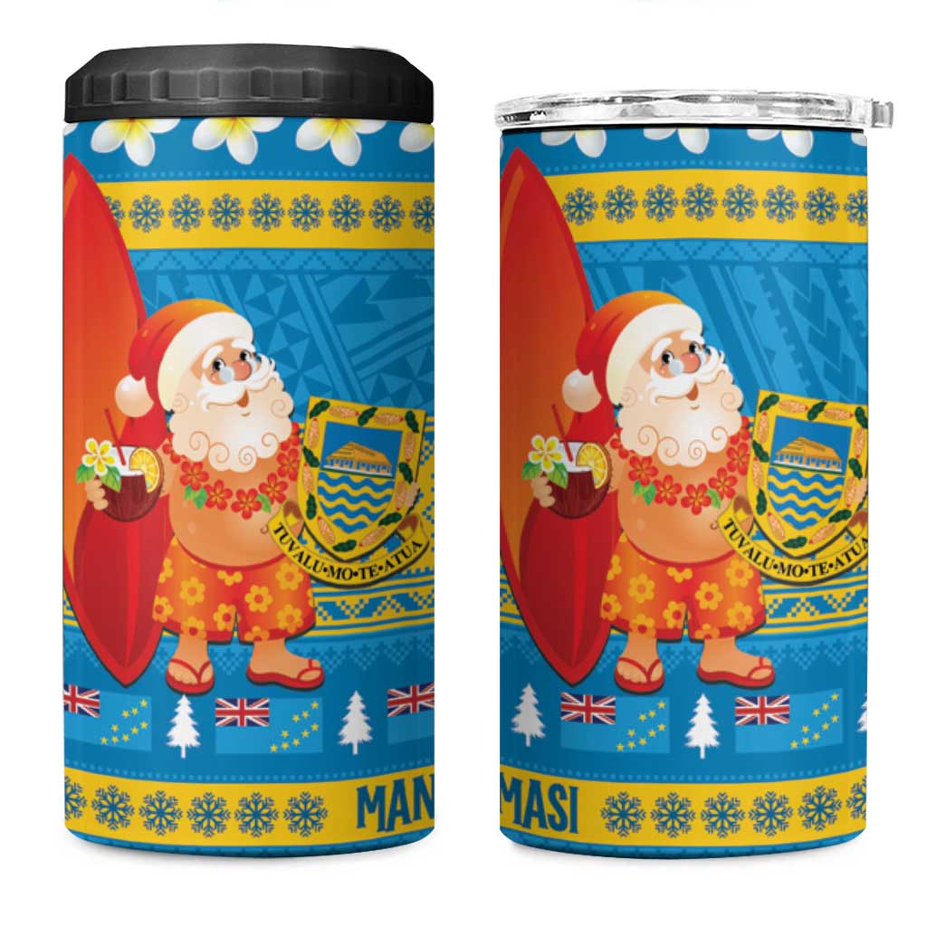 Tuvalu Christmas 4 in 1 Can Cooler Tumbler Cute Santa Manuia te Kilisimasi - Polynesian Pride
