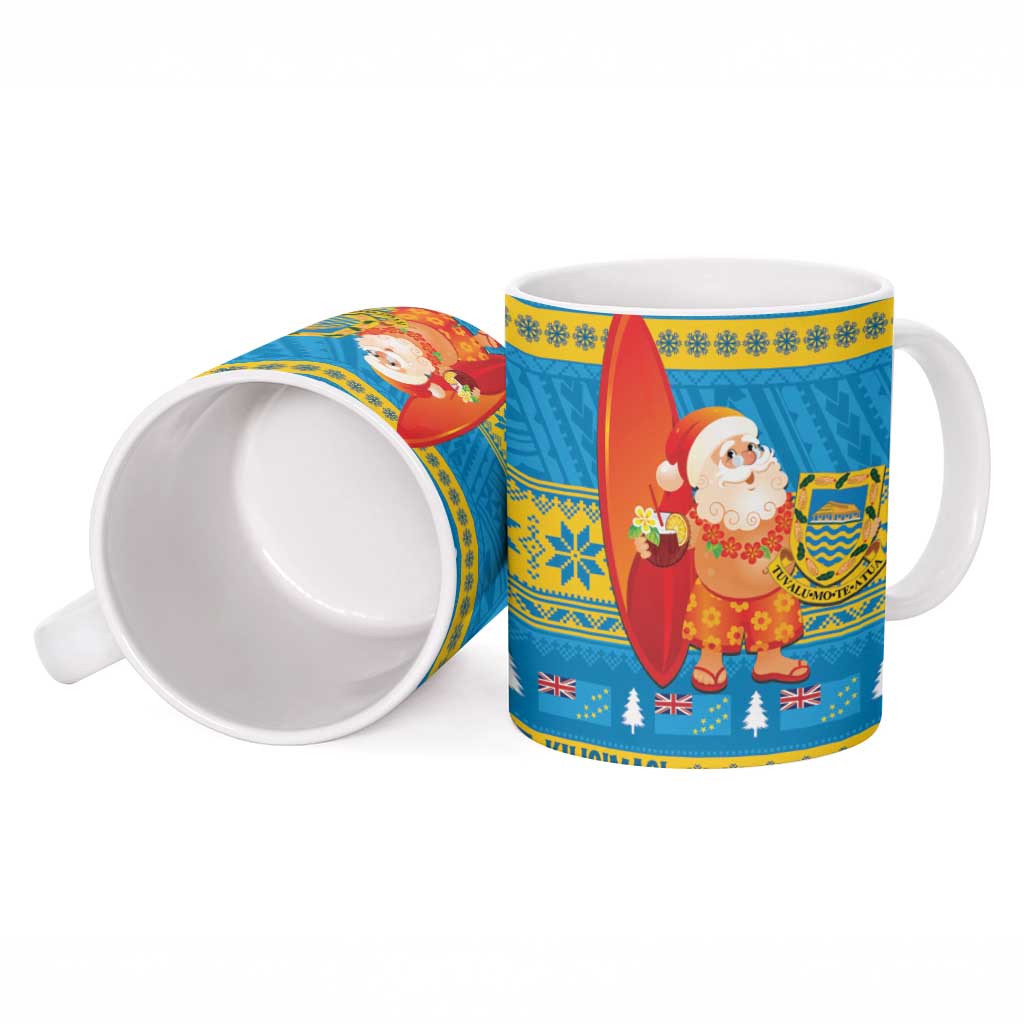 Tuvalu Christmas Ceramic Mug Cute Santa Manuia te Kilisimasi - Polynesian Pride