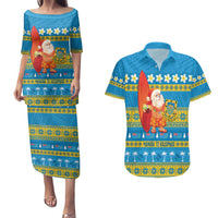 Tuvalu Christmas Couples Matching Puletasi and Hawaiian Shirt Cute Santa Manuia te Kilisimasi - Polynesian Pride