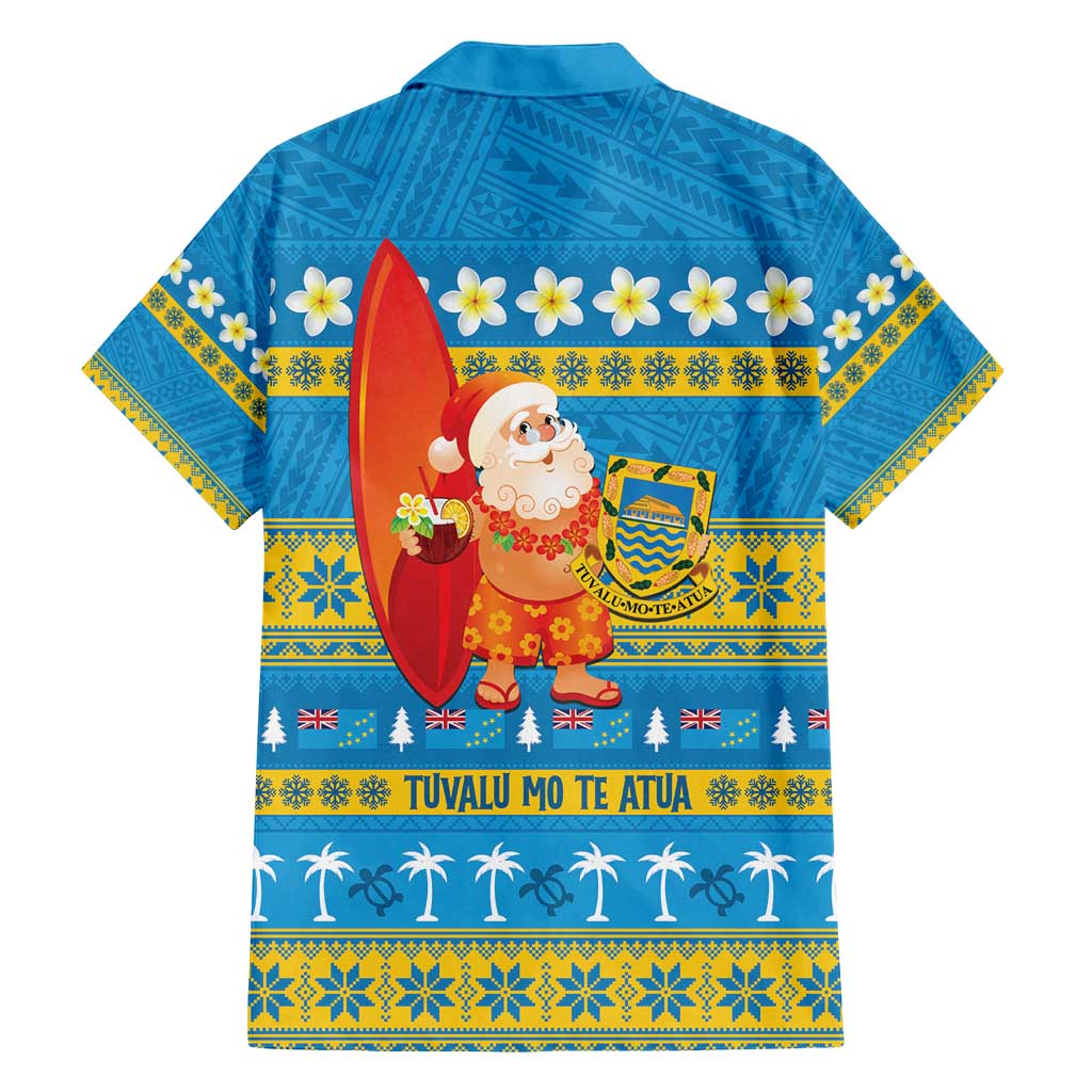 Tuvalu Christmas Family Matching Long Sleeve Bodycon Dress and Hawaiian Shirt Cute Santa Manuia te Kilisimasi - Polynesian Pride