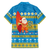Tuvalu Christmas Family Matching Off The Shoulder Long Sleeve Dress and Hawaiian Shirt Cute Santa Manuia te Kilisimasi - Polynesian Pride