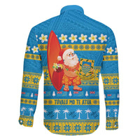 Tuvalu Christmas Family Matching Off The Shoulder Long Sleeve Dress and Hawaiian Shirt Cute Santa Manuia te Kilisimasi - Polynesian Pride