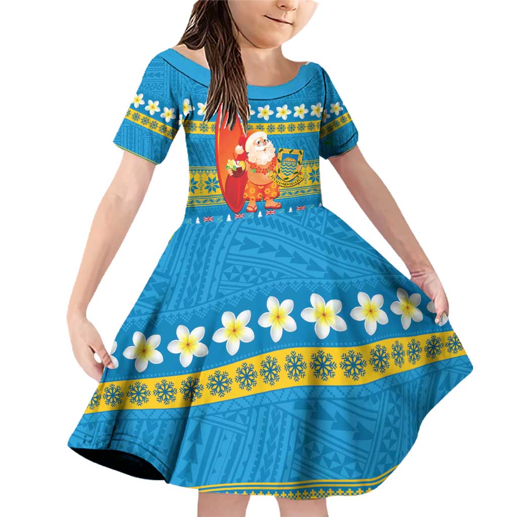 Tuvalu Christmas Family Matching Off Shoulder Short Dress and Hawaiian Shirt Cute Santa Manuia te Kilisimasi - Polynesian Pride