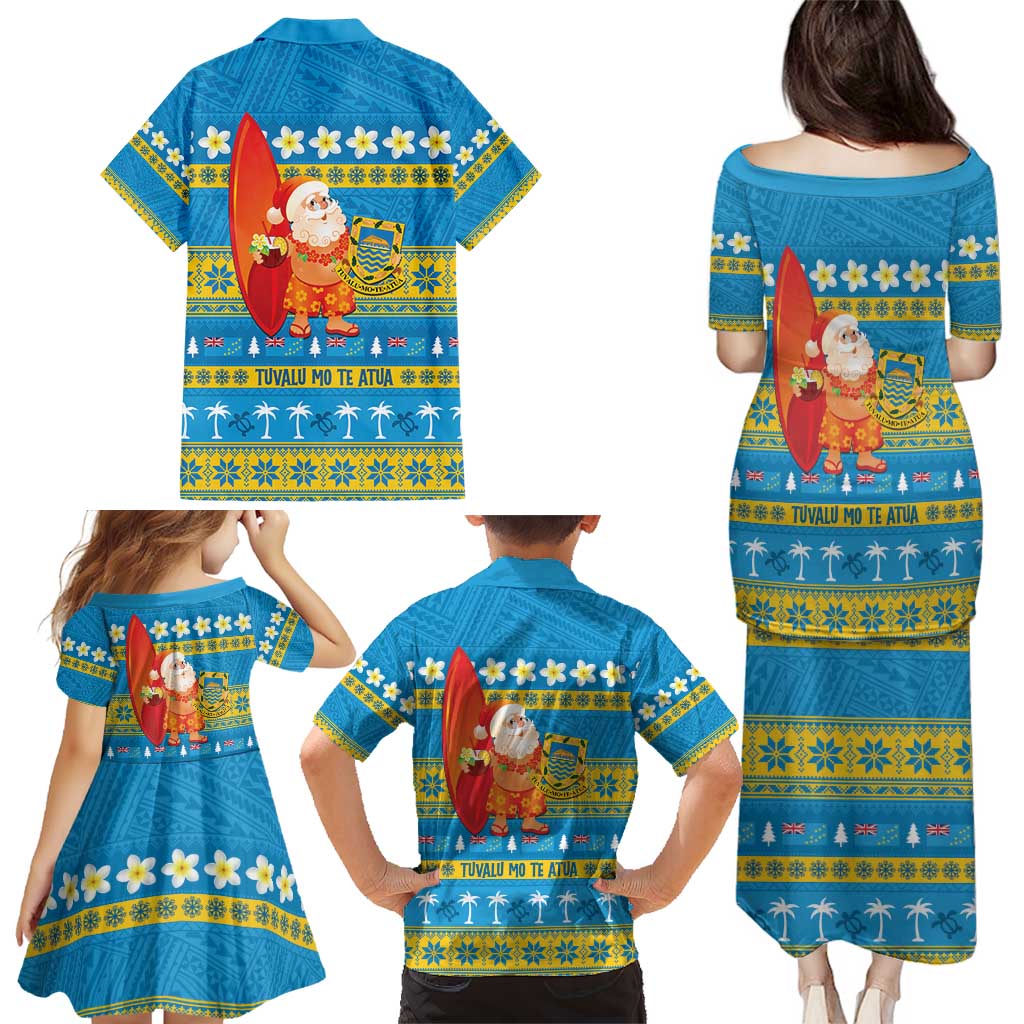 Tuvalu Christmas Family Matching Puletasi and Hawaiian Shirt Cute Santa Manuia te Kilisimasi - Polynesian Pride