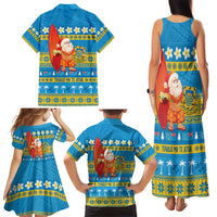 Tuvalu Christmas Family Matching Tank Maxi Dress and Hawaiian Shirt Cute Santa Manuia te Kilisimasi - Polynesian Pride