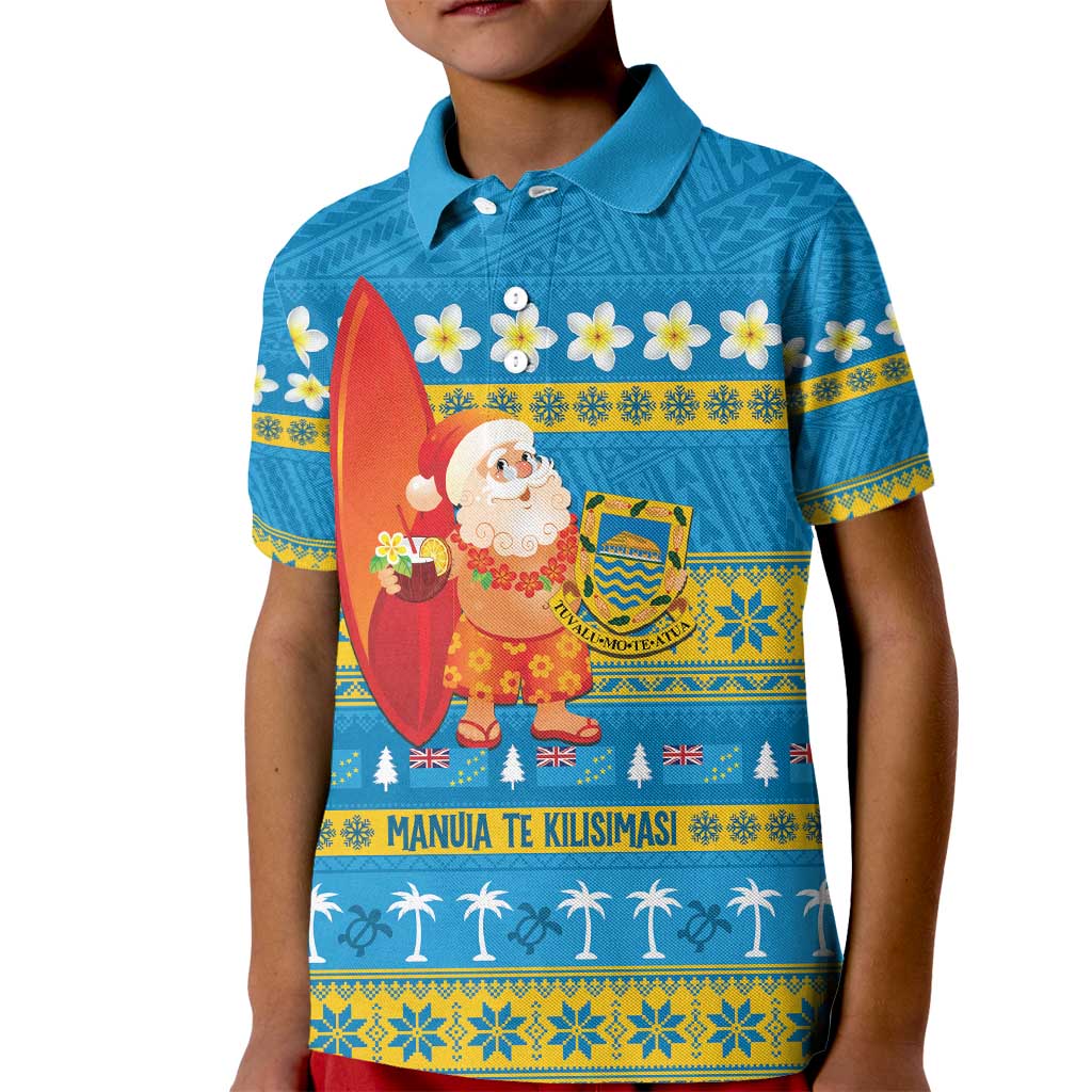 Tuvalu Christmas Kid Polo Shirt Cute Santa Manuia te Kilisimasi - Polynesian Pride