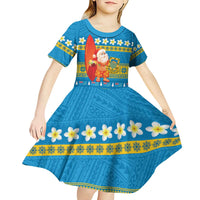 Tuvalu Christmas Kid Short Sleeve Dress Cute Santa Manuia te Kilisimasi - Polynesian Pride