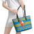 Tuvalu Christmas Leather Tote Bag Cute Santa Manuia te Kilisimasi - Polynesian Pride