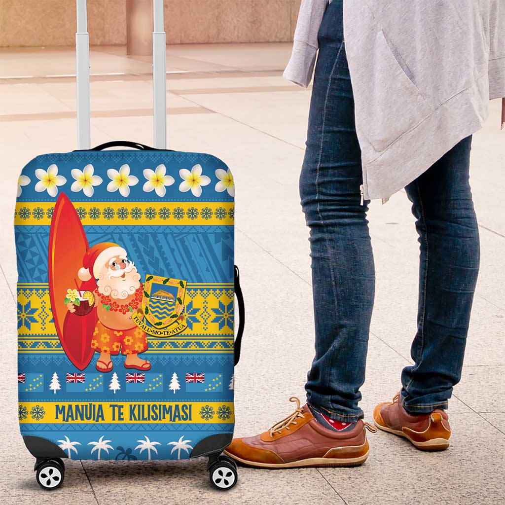 Tuvalu Christmas Luggage Cover Cute Santa Manuia te Kilisimasi - Polynesian Pride