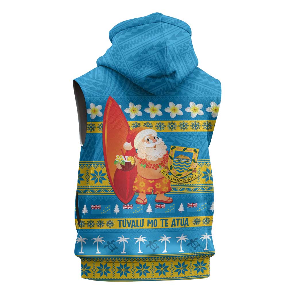 Tuvalu Christmas Sleeveless Zip Hoodie Cute Santa Manuia te Kilisimasi - Polynesian Pride