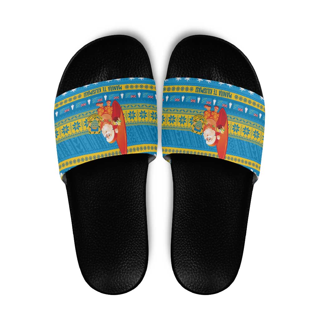 Tuvalu Christmas Slide Sandals Cute Santa Manuia te Kilisimasi - Polynesian Pride