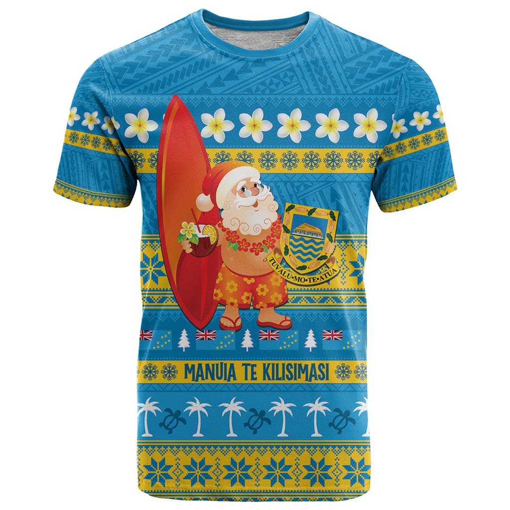 Tuvalu Christmas T Shirt Cute Santa Manuia te Kilisimasi - Polynesian Pride