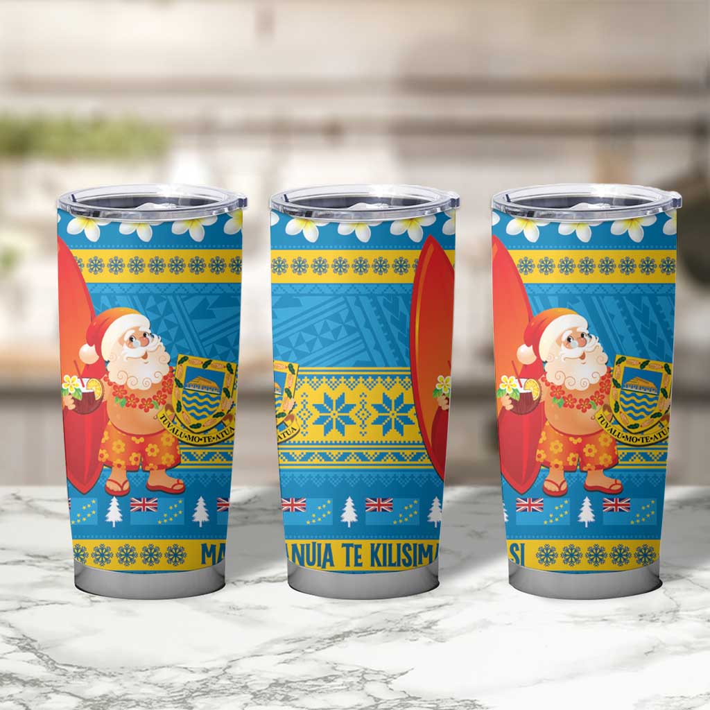 Tuvalu Christmas Tumbler Cup Cute Santa Manuia te Kilisimasi - Polynesian Pride