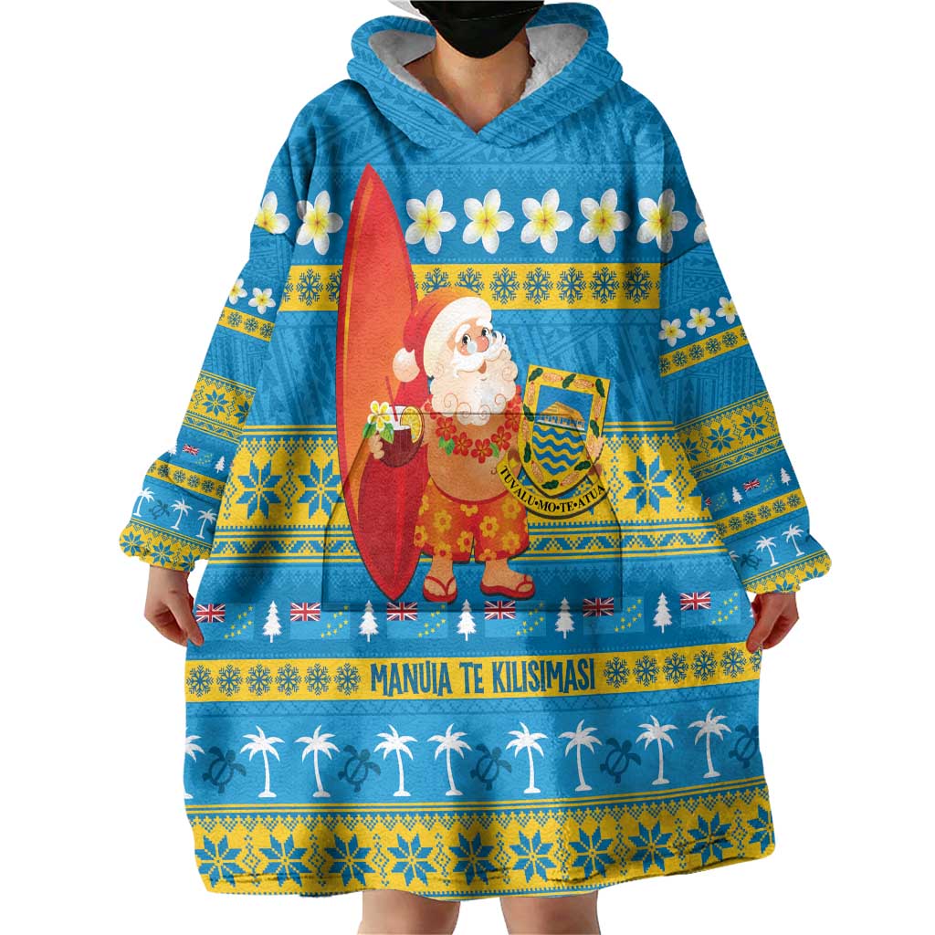 Tuvalu Christmas Wearable Blanket Hoodie Cute Santa Manuia te Kilisimasi - Polynesian Pride