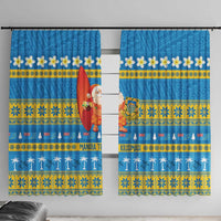Tuvalu Christmas Window Curtain Cute Santa Manuia te Kilisimasi - Polynesian Pride