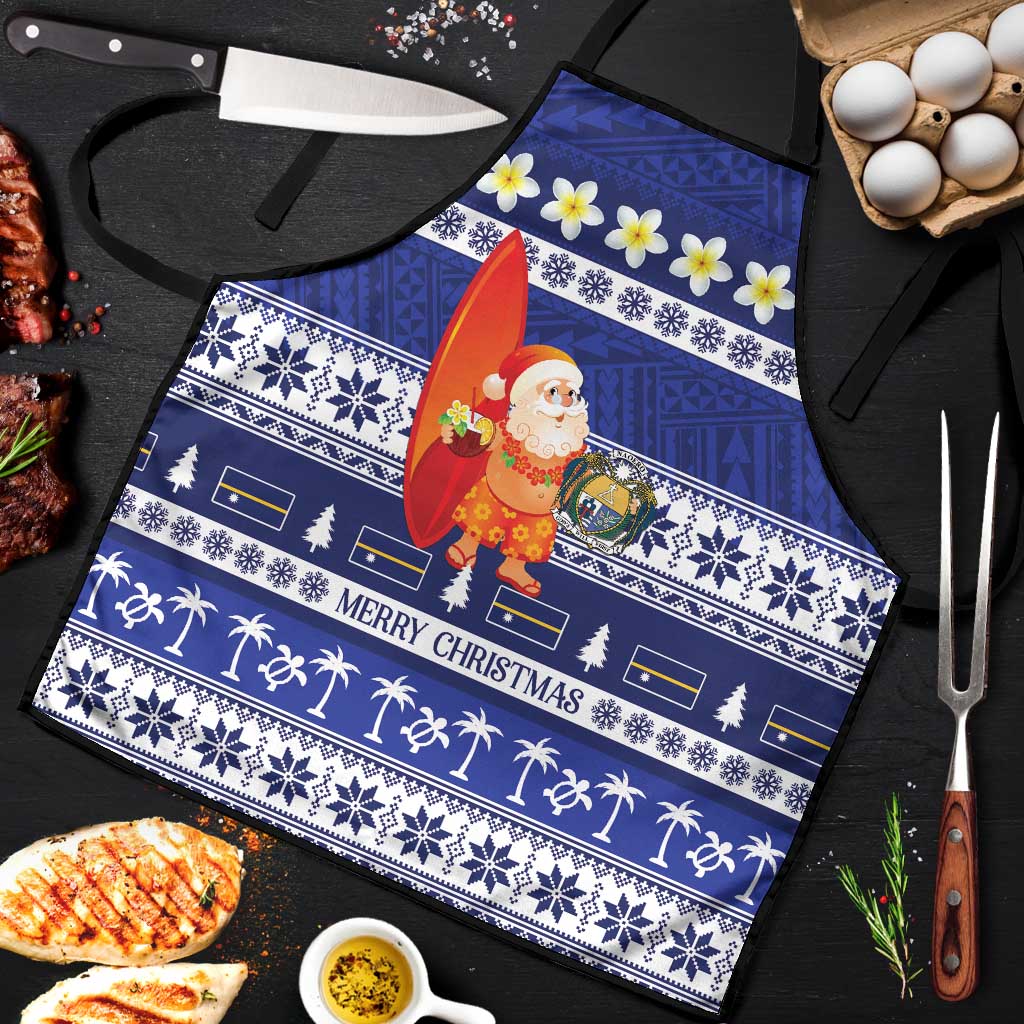Nauru Christmas Apron Cute Santa Coat Of Arms Merry Xmas - Polynesian Pride