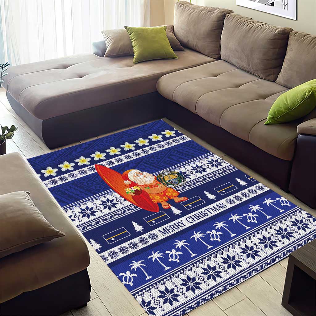 Nauru Christmas Area Rug Cute Santa Coat Of Arms Merry Xmas - Polynesian Pride