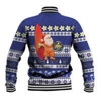 Nauru Christmas Baseball Jacket Cute Santa Coat Of Arms Merry Xmas - Polynesian Pride