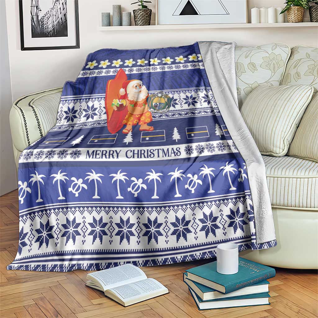Nauru Christmas Blanket Cute Santa Coat Of Arms Merry Xmas - Polynesian Pride