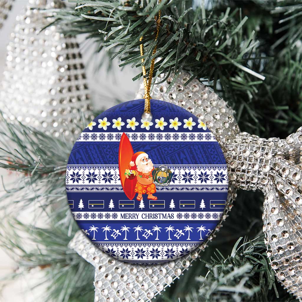 Nauru Christmas Ceramic Ornament Cute Santa Coat Of Arms Merry Xmas - Polynesian Pride