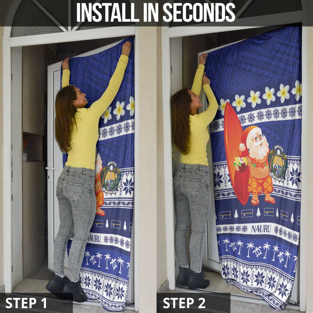 Nauru Christmas Door Cover Cute Santa Coat Of Arms Merry Xmas - Polynesian Pride