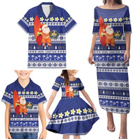 Nauru Christmas Family Matching Puletasi and Hawaiian Shirt Cute Santa Coat Of Arms Merry Xmas - Polynesian Pride