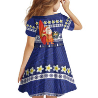 Nauru Christmas Family Matching Short Sleeve Bodycon Dress and Hawaiian Shirt Cute Santa Coat Of Arms Merry Xmas - Polynesian Pride