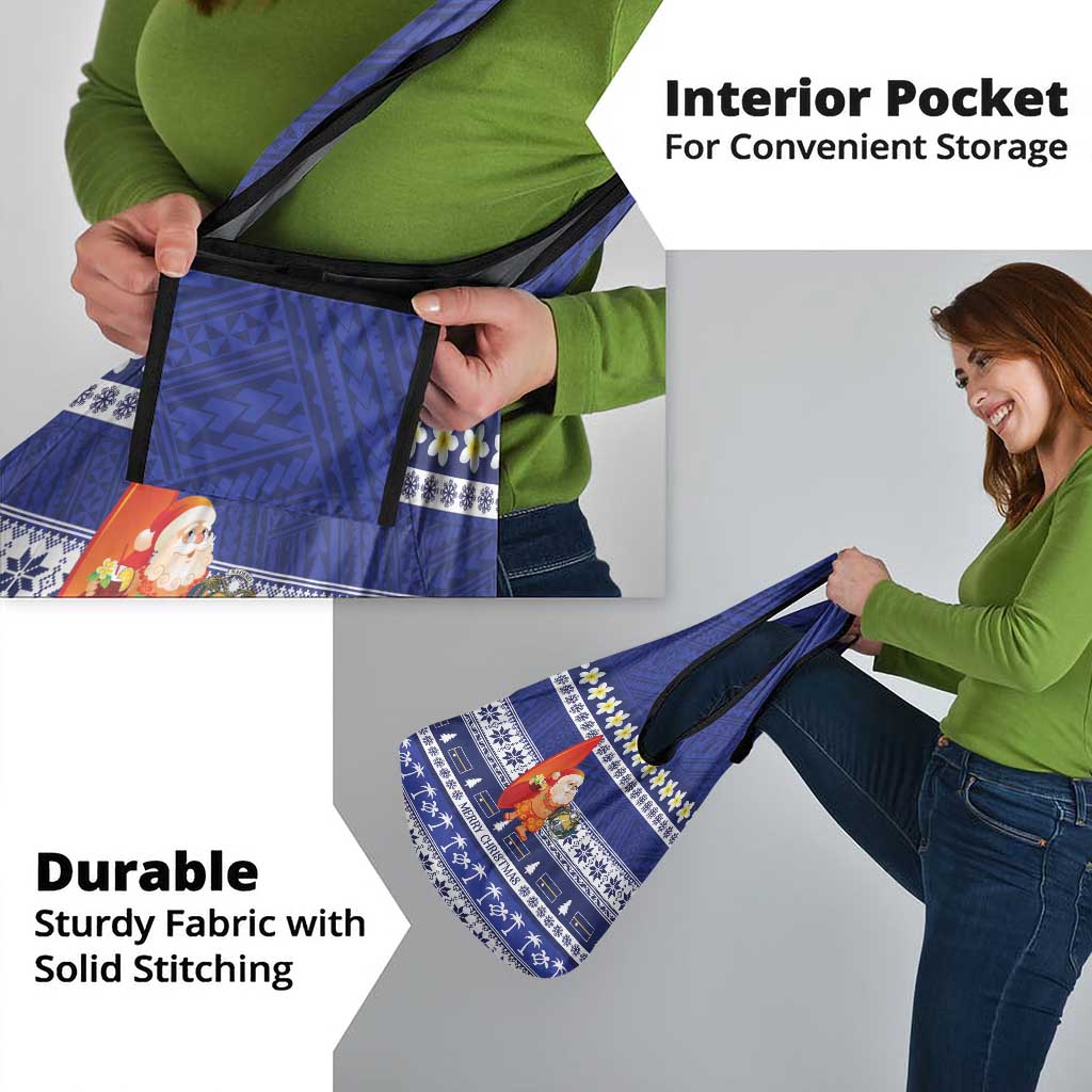 Nauru Christmas Grocery Bag Cute Santa Coat Of Arms Merry Xmas - Polynesian Pride