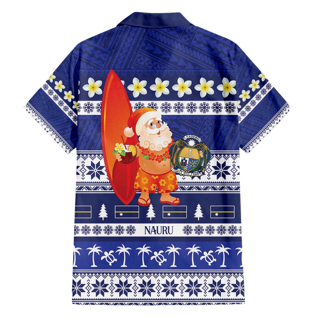 Nauru Christmas Hawaiian Shirt Cute Santa Coat Of Arms Merry Xmas - Polynesian Pride