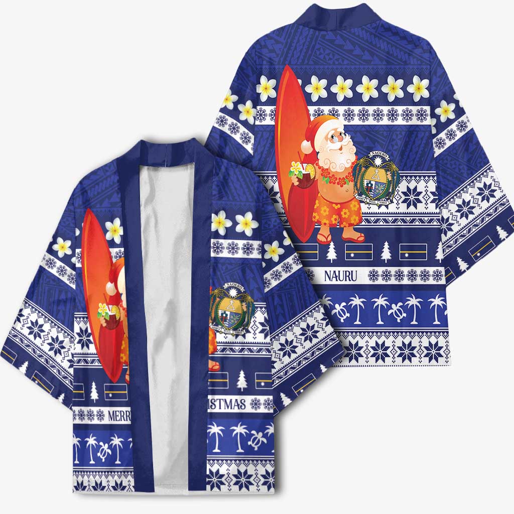 Nauru Christmas Kimono Cute Santa Coat Of Arms Merry Xmas - Polynesian Pride