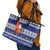 Nauru Christmas Leather Tote Bag Cute Santa Coat Of Arms Merry Xmas - Polynesian Pride