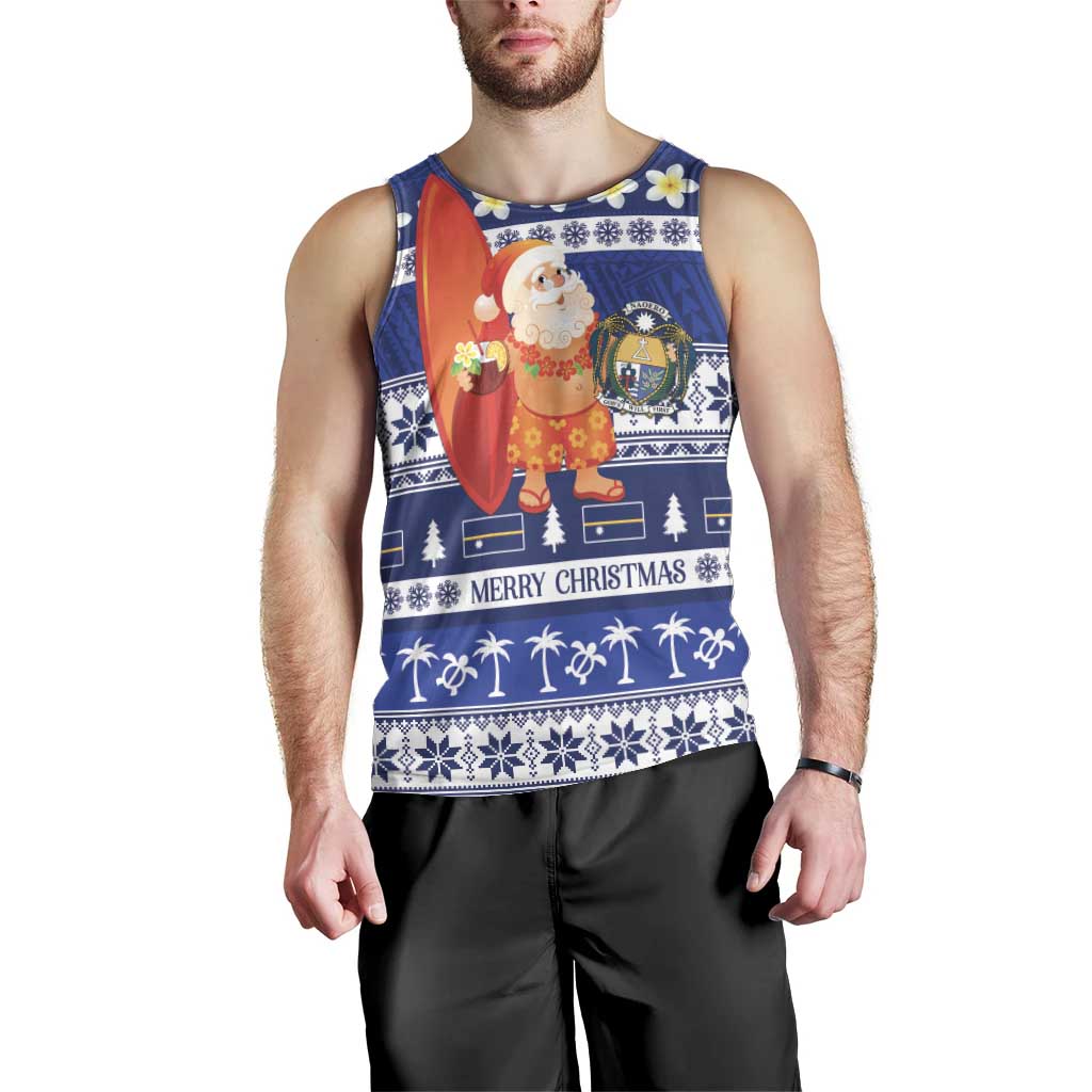 Nauru Christmas Men Tank Top Cute Santa Coat Of Arms Merry Xmas - Polynesian Pride